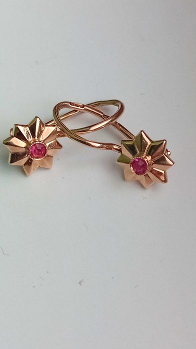 Антикварни СССР златни обеци с рубини