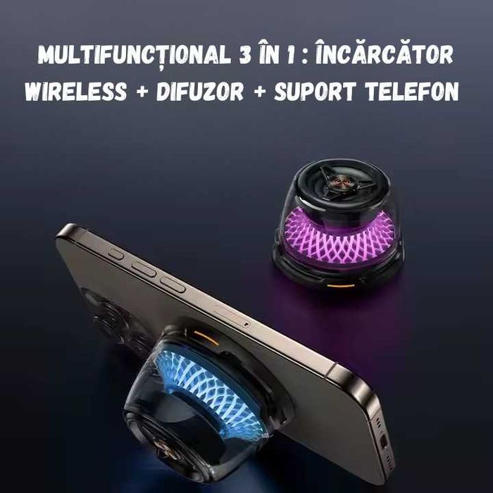 Boxa portabila, incarcator wireless 15W, RGB