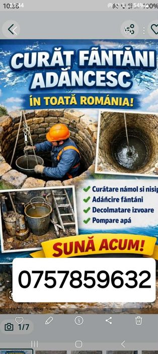 Foraje puțuri fântâni Sibiu curăț adâncesc