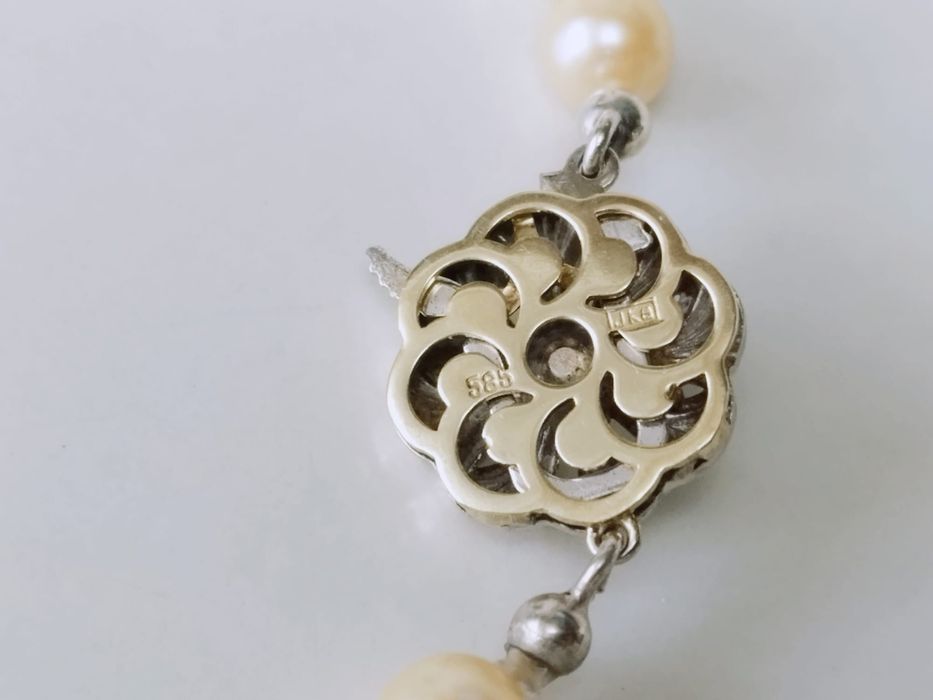 Vechi colier perle naturale cultura,inchizatoare aur 14K 585 JKa,copii
