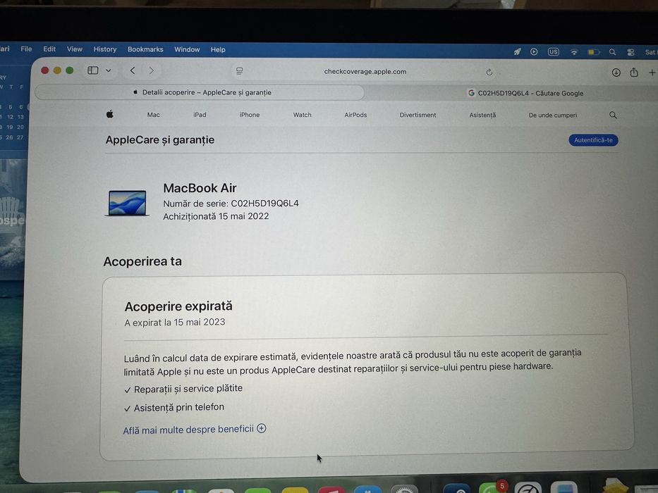 Macbook Air M1 | Activat Mai 2022 | Baterie 95% | 80 Cicluri | Ca nou