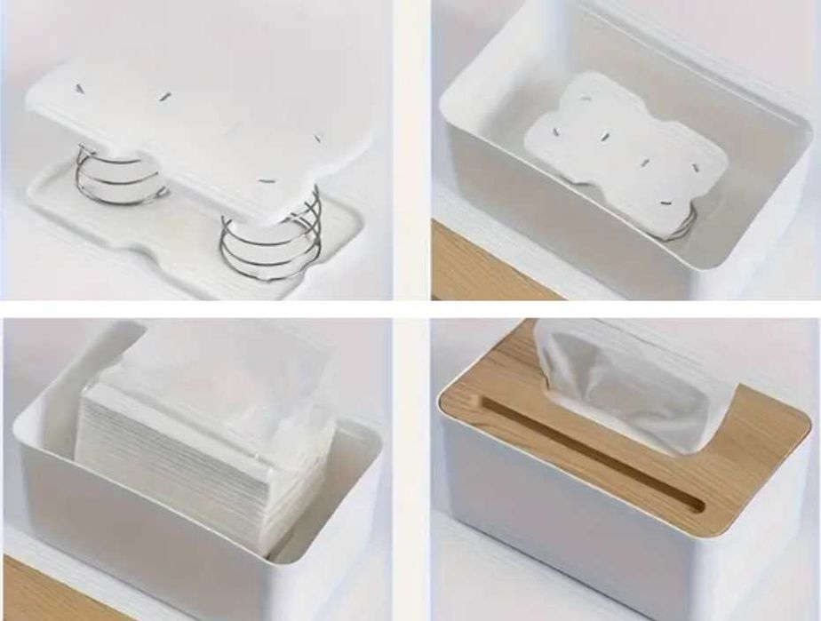 Set 4 suporturi cu arc pentru șervețele - Plastic - Alb