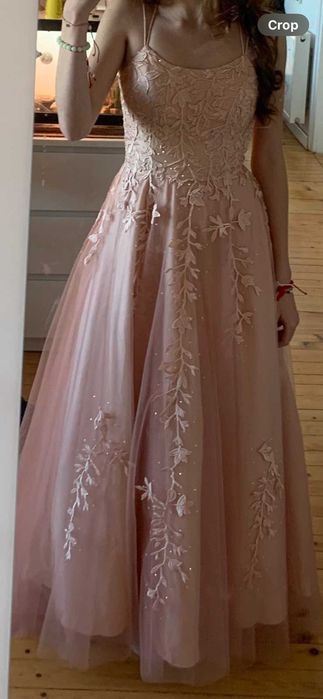 Розова бална рокля, размер S – елегантна, носена веднъж