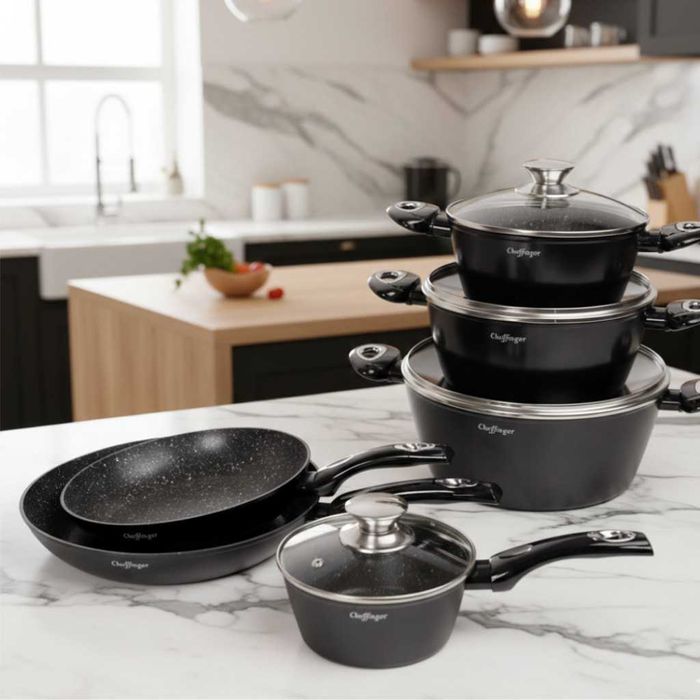 Комплект съдове за готвене Cheffinger от лят алуминий с мраморно покр