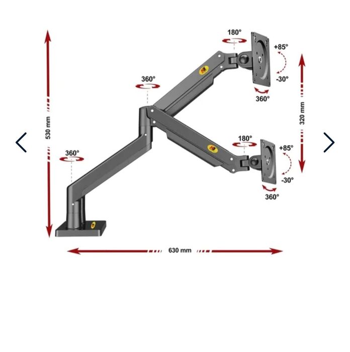Двойной настольный кронштейн NB North Bayou G35 для мониторов 22-32" д