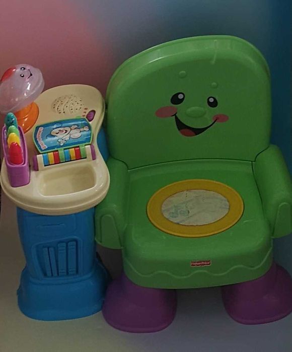 Fisher Price играчки - столче, автобус, таблет, кученаца, ябълка, гърне, динозавър