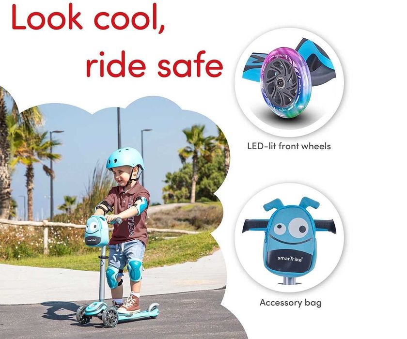 Детски скутер smarTrike Т1, син, тротинетка за деца