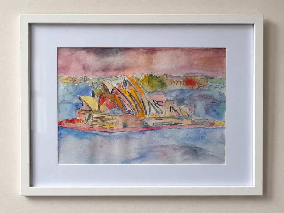 Операта в Сидни (Sydney Opera House) – оригинален акварел с рамка