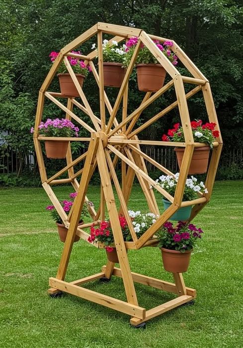 Suport flori tip carusel pentru gradina