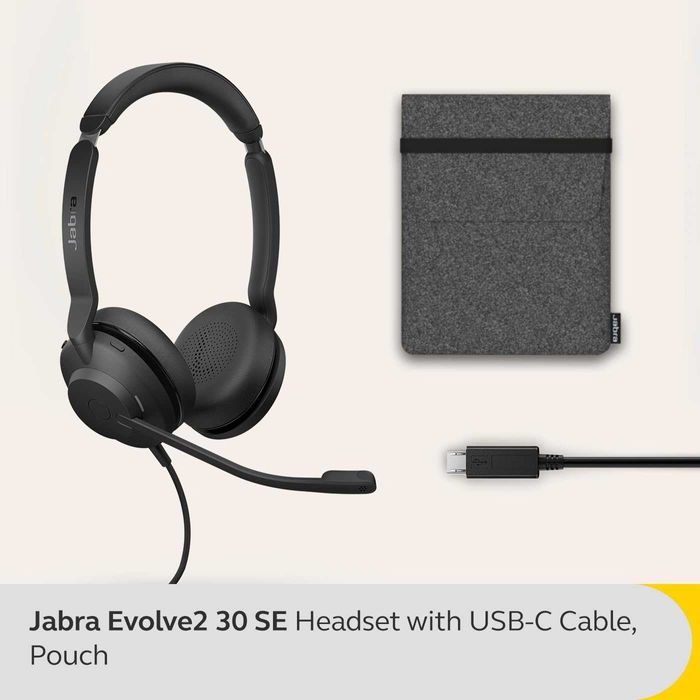 Jabra Evolve2 30SE Кабелни шумопотискащи стерео слушалки с 2 микрофона