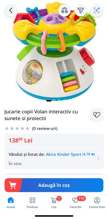 Jucarie interactiva volan cu proiector