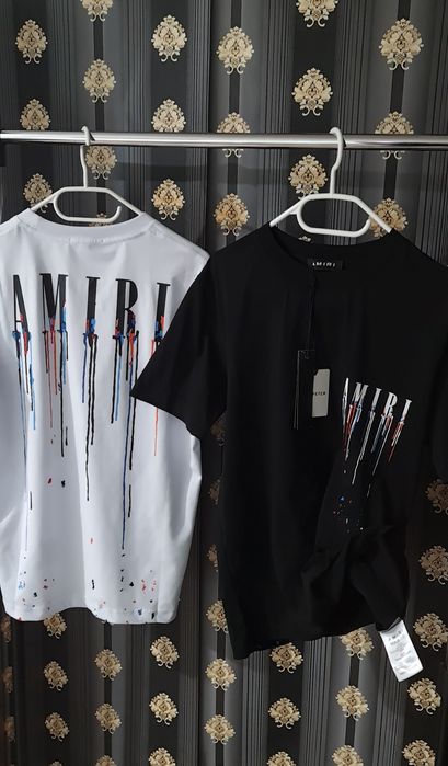 Tricou Amiri paint alb negru