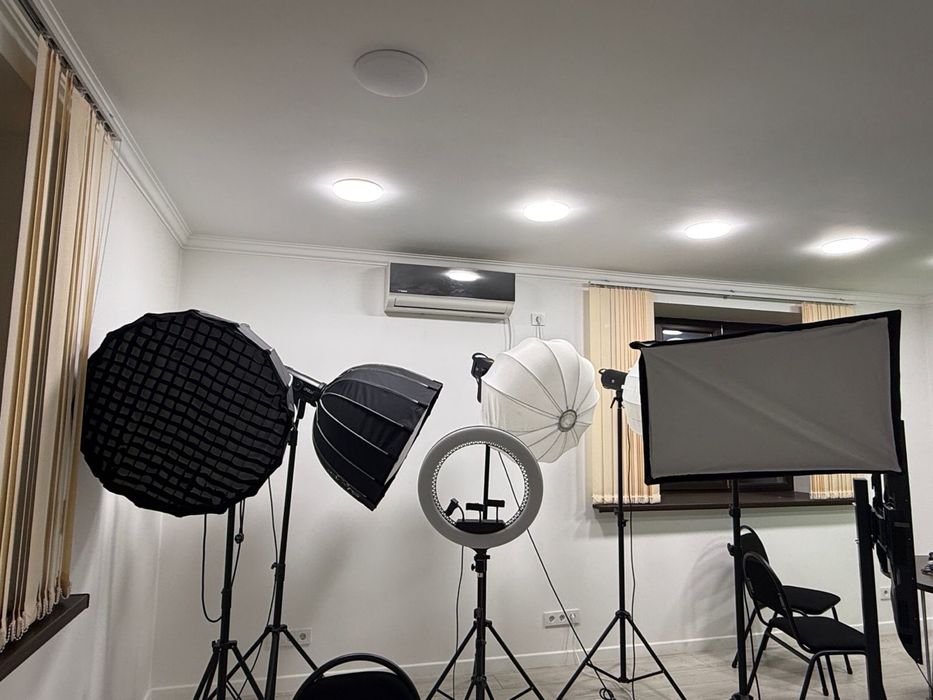 Освещение для студии и зеленый фон