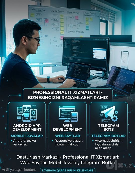 Professional Web-sayt, Android Ilova va Telegram Bot/Kanal Yaratish