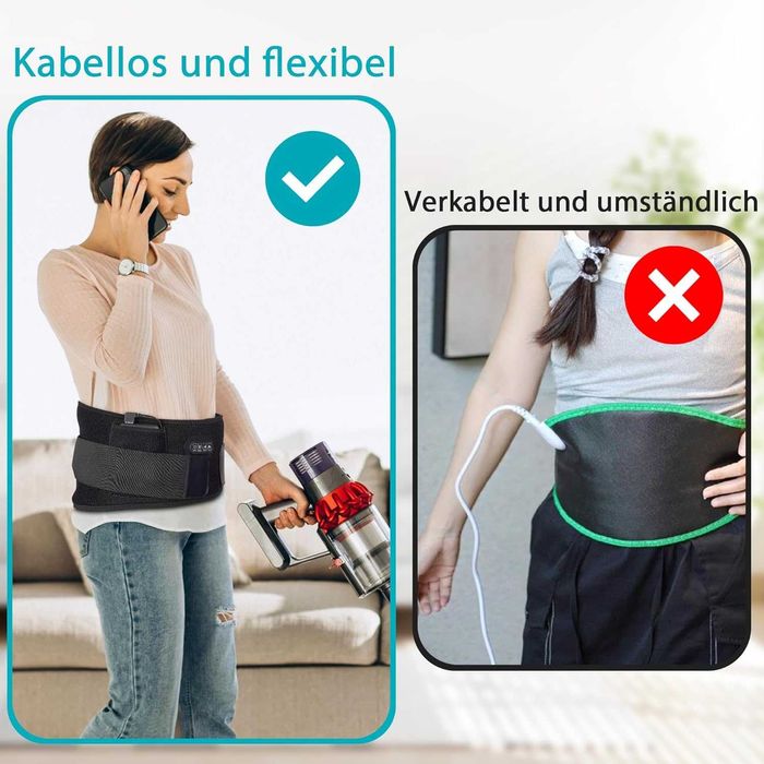 Безжичен затоплящ и вибриращ колан за кръст/корем с 5000 mAh батерия!