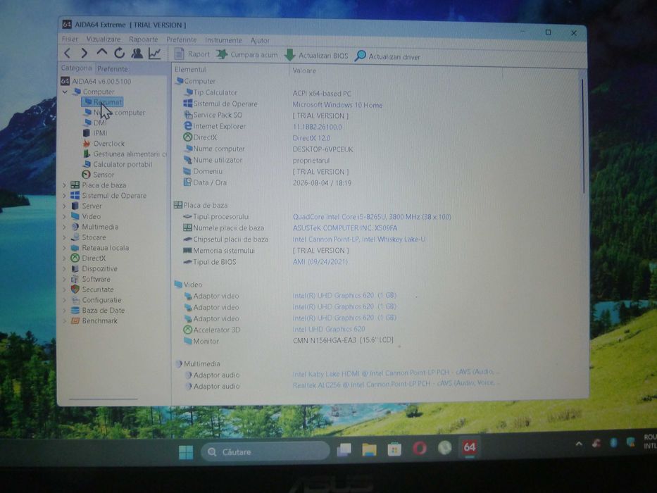 laptop asus 15,6 inch full hd,intel I5-8250,octacore,ram 4gb ddr4,ssd nvme m2sata 256gb