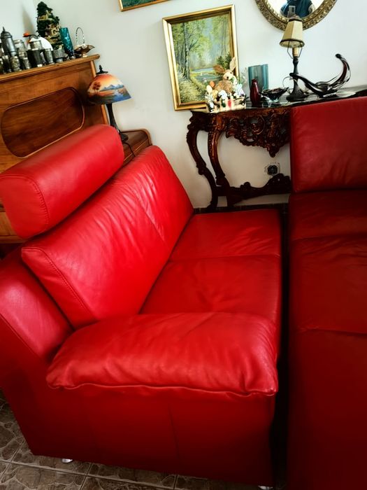 Coltar rosu din piele naturala