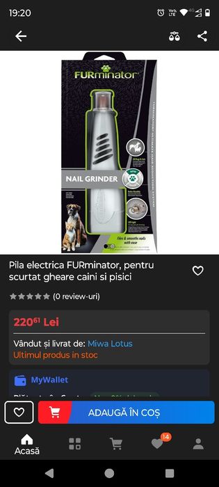 Pila unghii câini/pisici Furminator noua