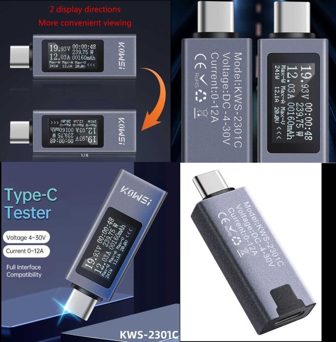 Продам новые Type-C USB-тестера до 12А