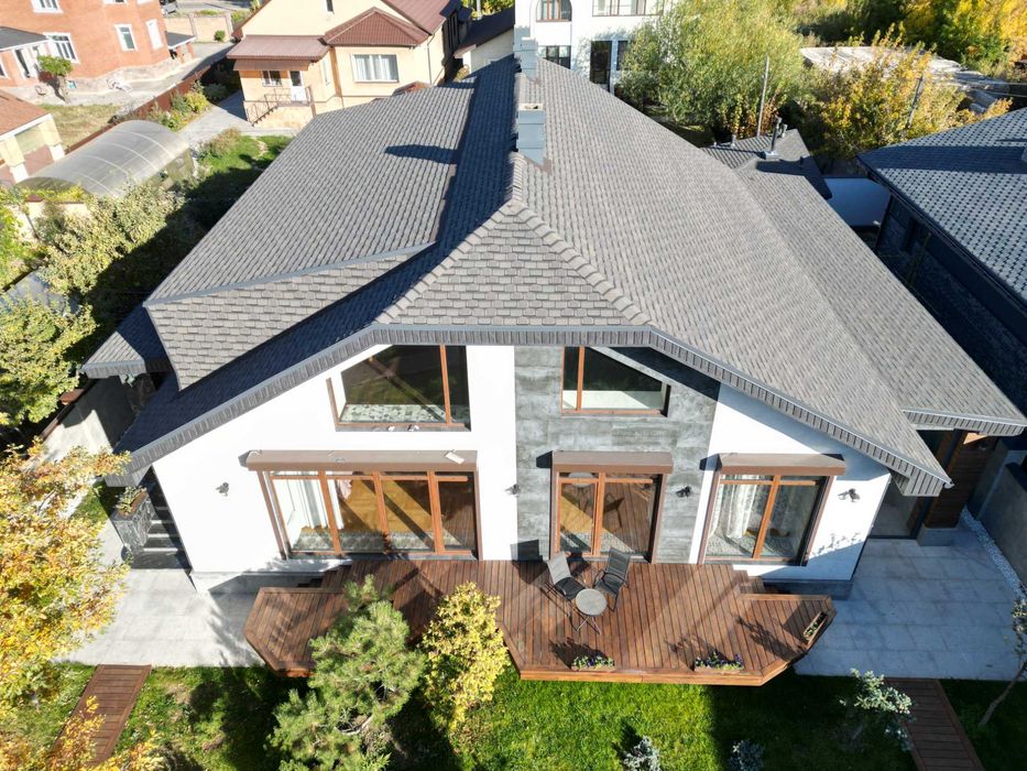 Гибкая черепица шинглас Континент. Металлочерепица, сайдинг, кирпич.