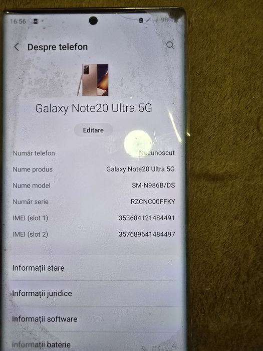 Vând note 20 ultra 5g 256 gb