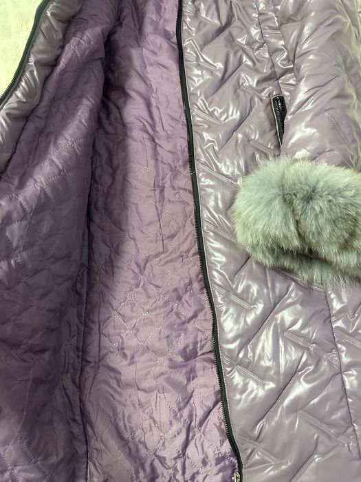 Geaca lunga matlasata cu blana de vulpe