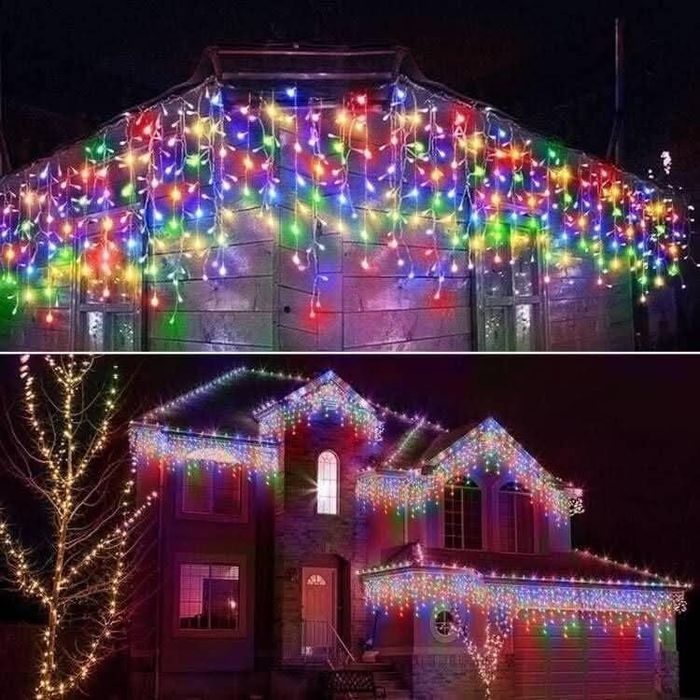 12метра Висящи Коледни Лампи Завеса