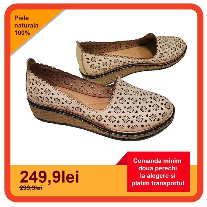 SHOETIQUE.RO Balerini dama talpa ortopedica piele naturala decupata