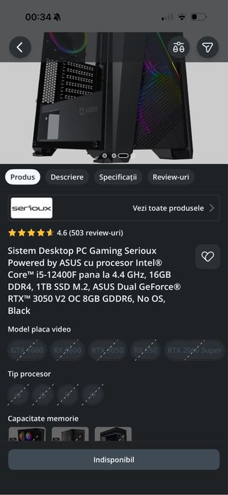 Vand calculator gaming  + bonus scaun cu masaj