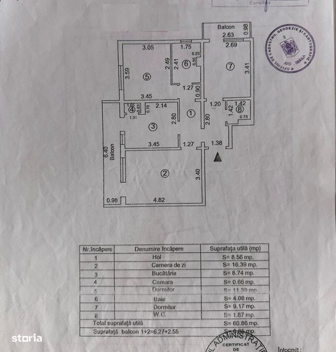 Apartament 3 camere confort 1 decomandat, zona Progresu, etaj 3/4.