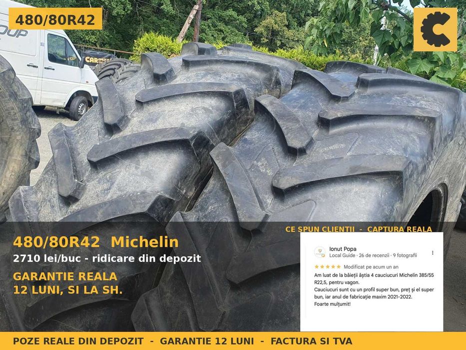 ANVELOPE 480/80R42 18.4R42 18.4-42 48080R42 Michelin AGRIBIB Cauciucuri Tractor Spate 2 BUCATI SH GARANTIE Factura TVA