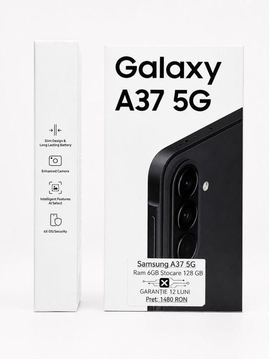 Samsung Galaxy A37 5G Silver/Black 128 GB Sigilat/Garantie 24 luni/Factura/Rate/ Avans 0