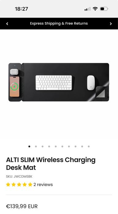 Подложка Journey за бюро с безчично зарядно за телефон и слушалки