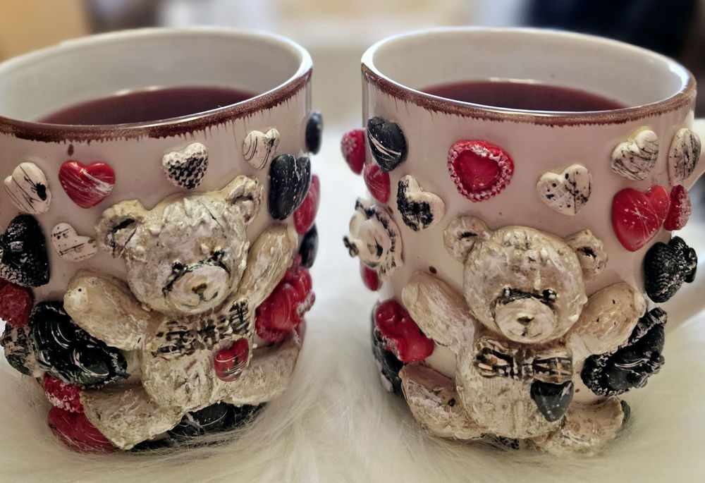 Două căni fimo cadou Dragobete