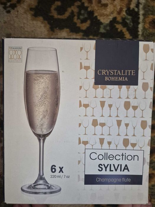 Set 6 pahare pentru șampanie Crystalite Bohemia – Colection Sylvia