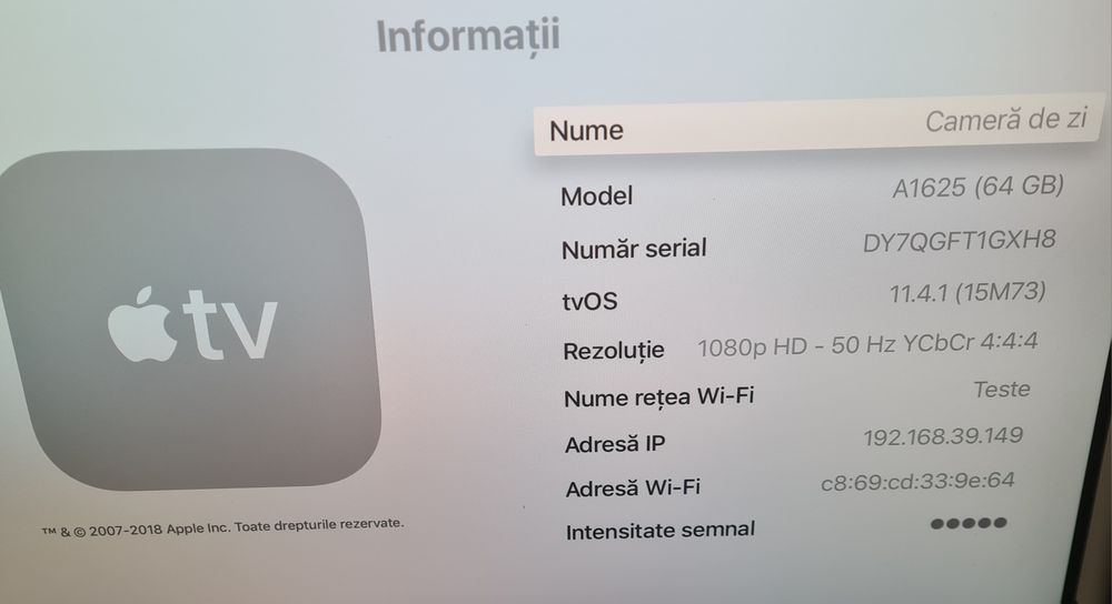Apple TV 4th gen A1625 64 GB