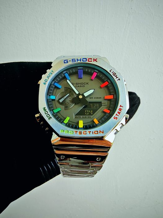 нов часовник Casio G-Shock Rainbow silver , Касио