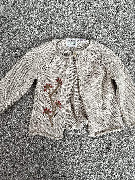 Compleu/set fete, cardigan, sarafan marca koton, zara, 12 luni