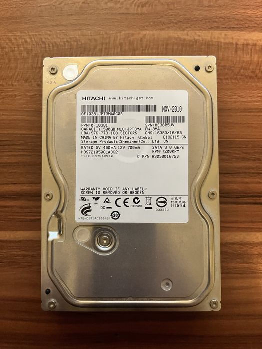 Hitachi 3.5” 500gb 7200rpm