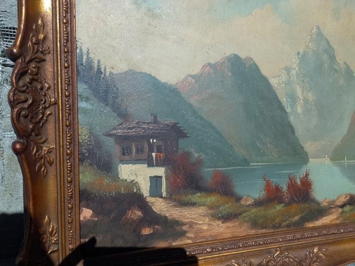 Tablou Ulei pe pânză o lucrare semnata încadrată într-o ramă din lemn