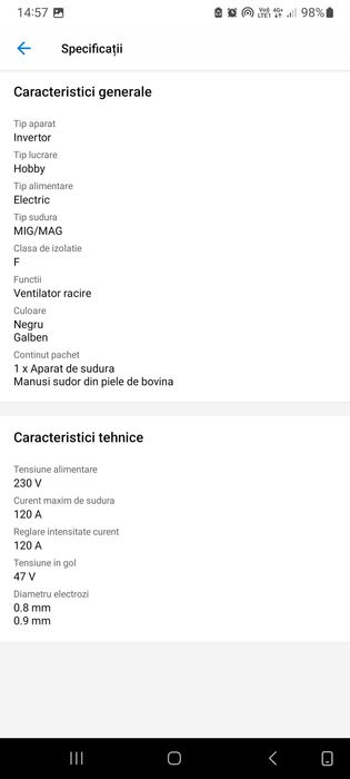 Aparat de sudura INTENSIV MIG-MAG 130s 53233,230V,40-120A,sigilat,gara