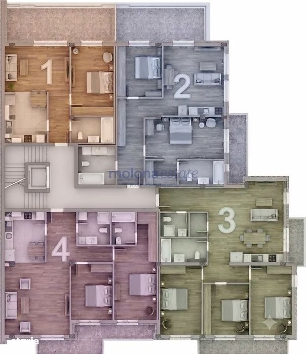 Apartament cu 2 camere, 54 mp utili + Terasa 19,2 mp ,Ansamblu Reziden