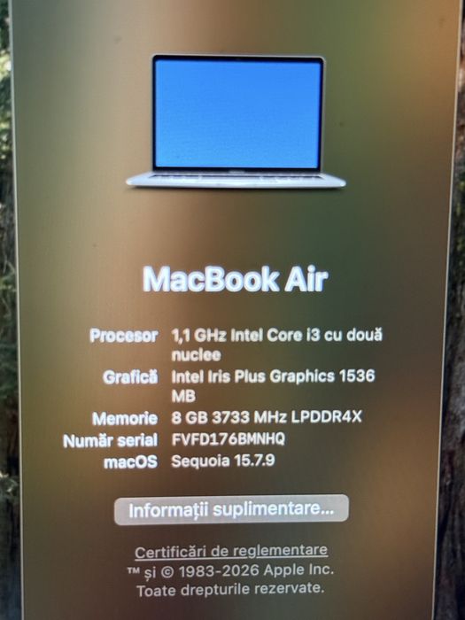 Vand McBook Air 8 GB; Sequoia 15.7.9