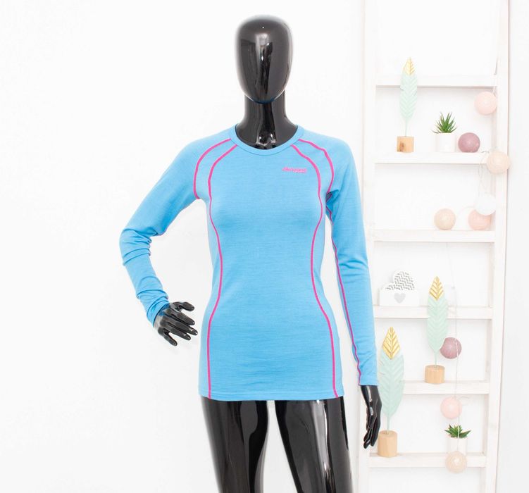 Bergans блуза дамска от мериносна вълна синьо розова термо бельо XS