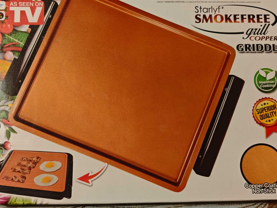 ПРОМО!БЕЗДИМНА Ел. скара/грил+туч плоча с МЕДНО незалепващо покритие