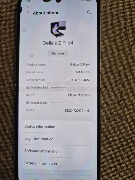 Samsung Z flip 4 128gb cu 8 gb perfect functional baterie excelenta