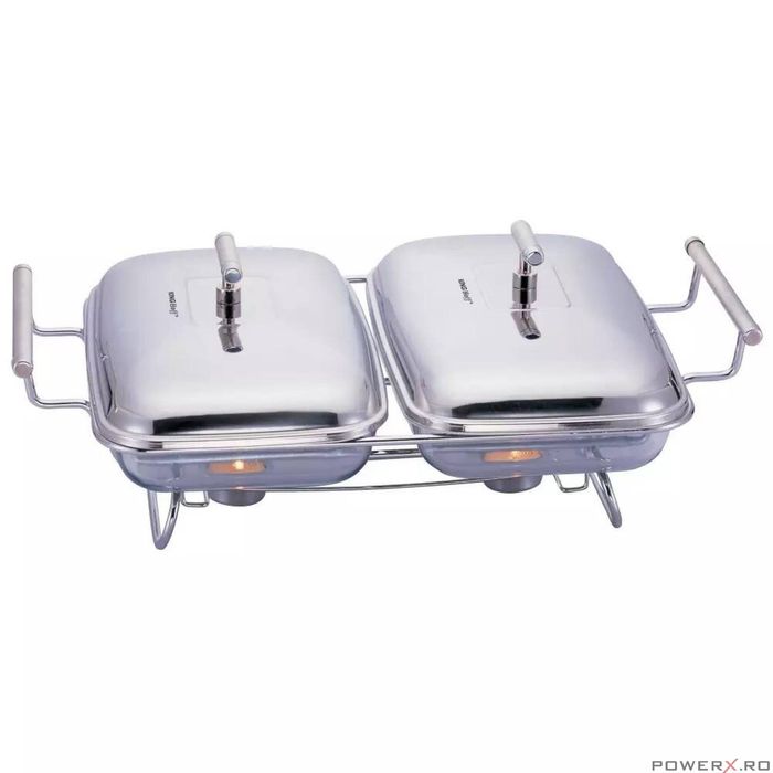 Set 2 vase termoizolante, cu capac din inox, pentru servire mancare