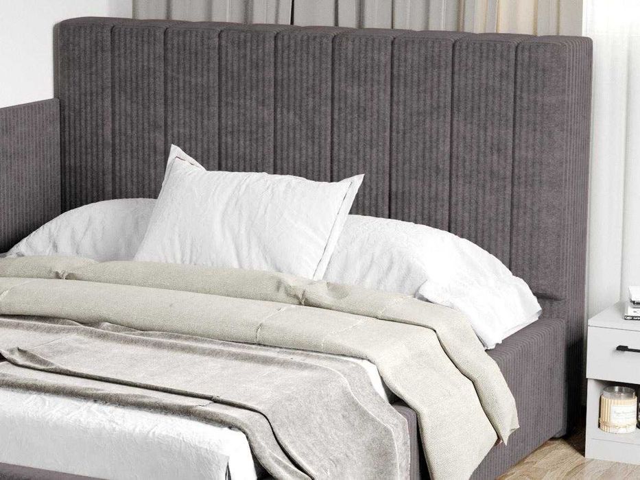 Pat Tapitat de colt saltea de 190 Adam Gri Poso 22 rabatabil + lada