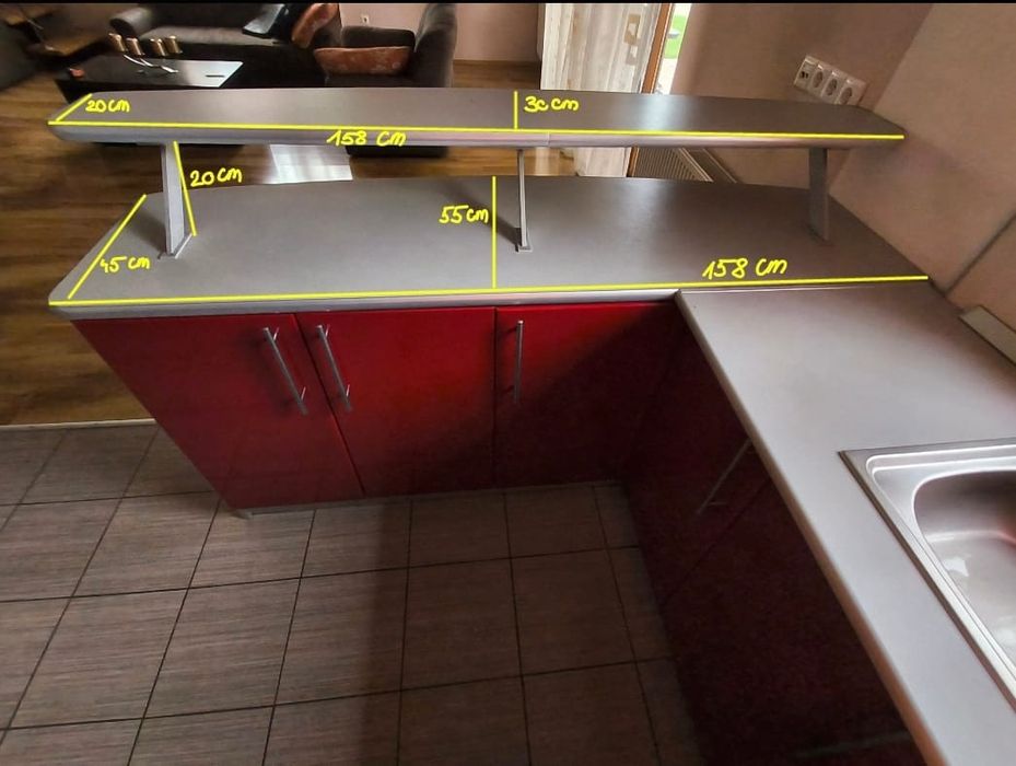 Mobila bucătărie rosu gri