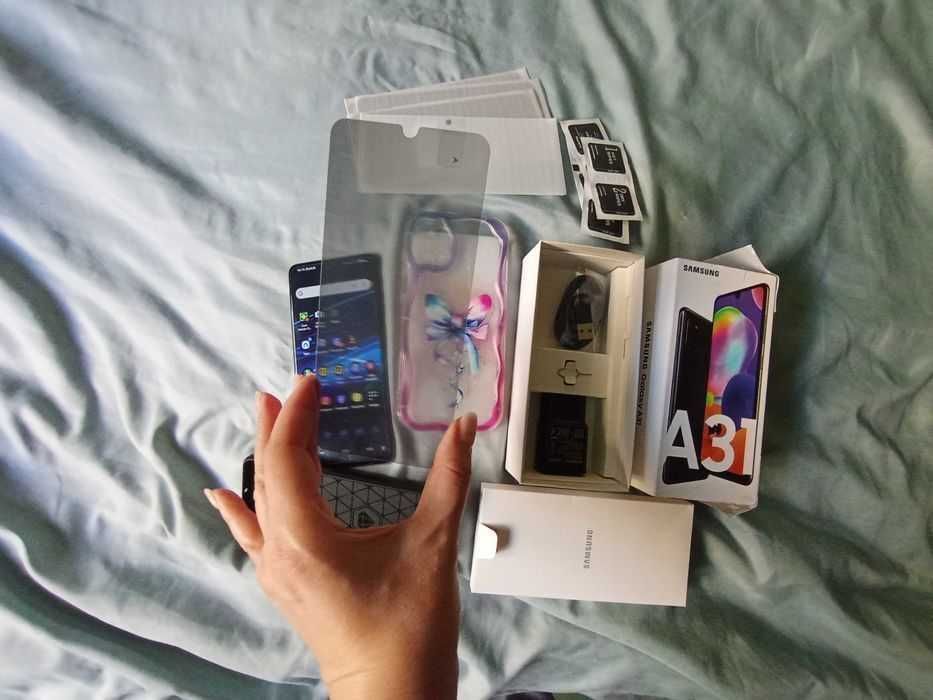 Pachet Complet: Telefon Samsung Galaxy A31 +2 Huse +5 Folii+Incarcator